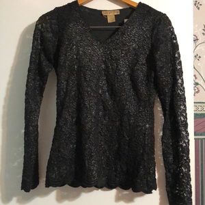 Long sleeve black lace shirt